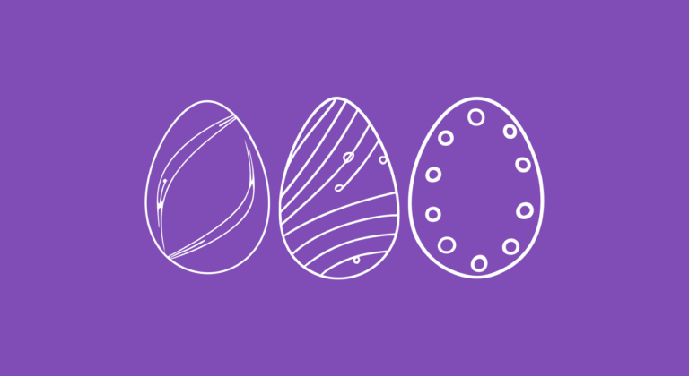 Three easter egg illustrations side by side