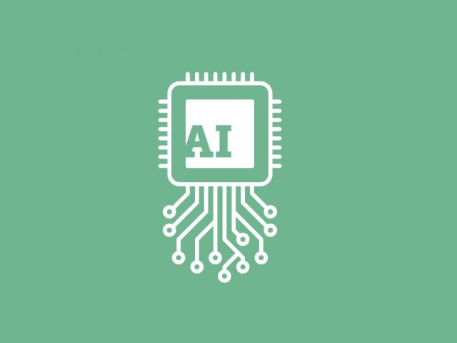 Depiction of an A.I. Chip on a solid background